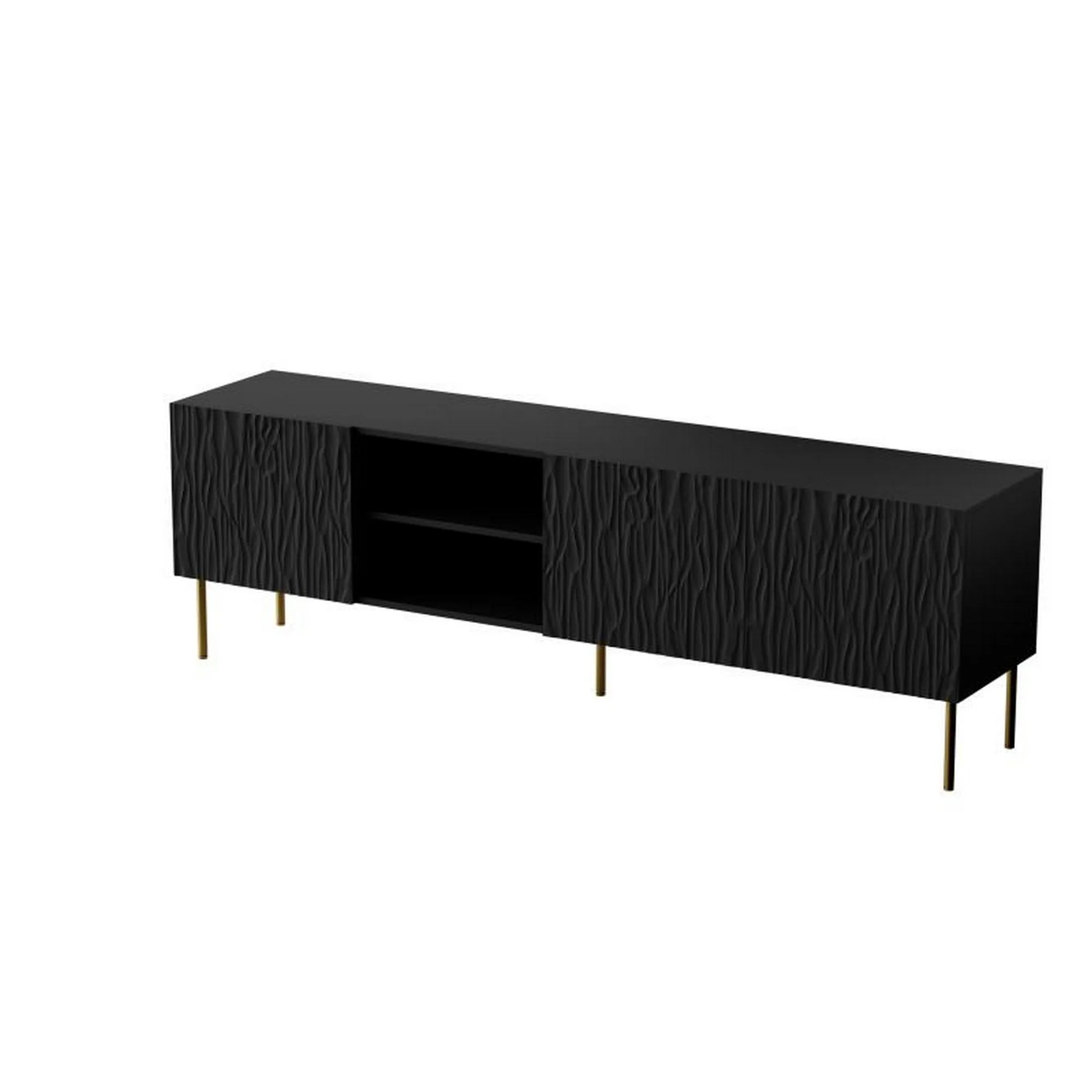 Comoda TV JUNGLE, negru/auriu, PAL laminat, 190x41x60 cm