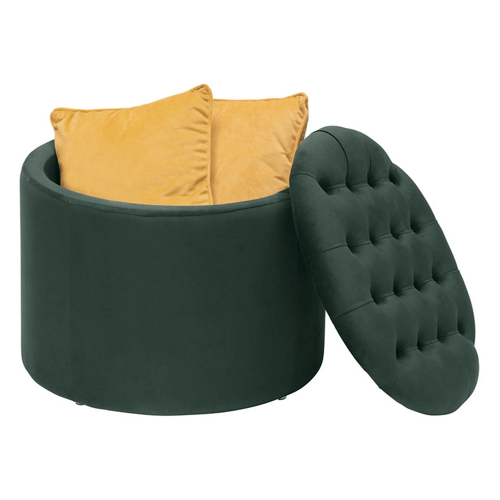 Taburet LEXA, stofa catifelata verde, 50x50x40 cm