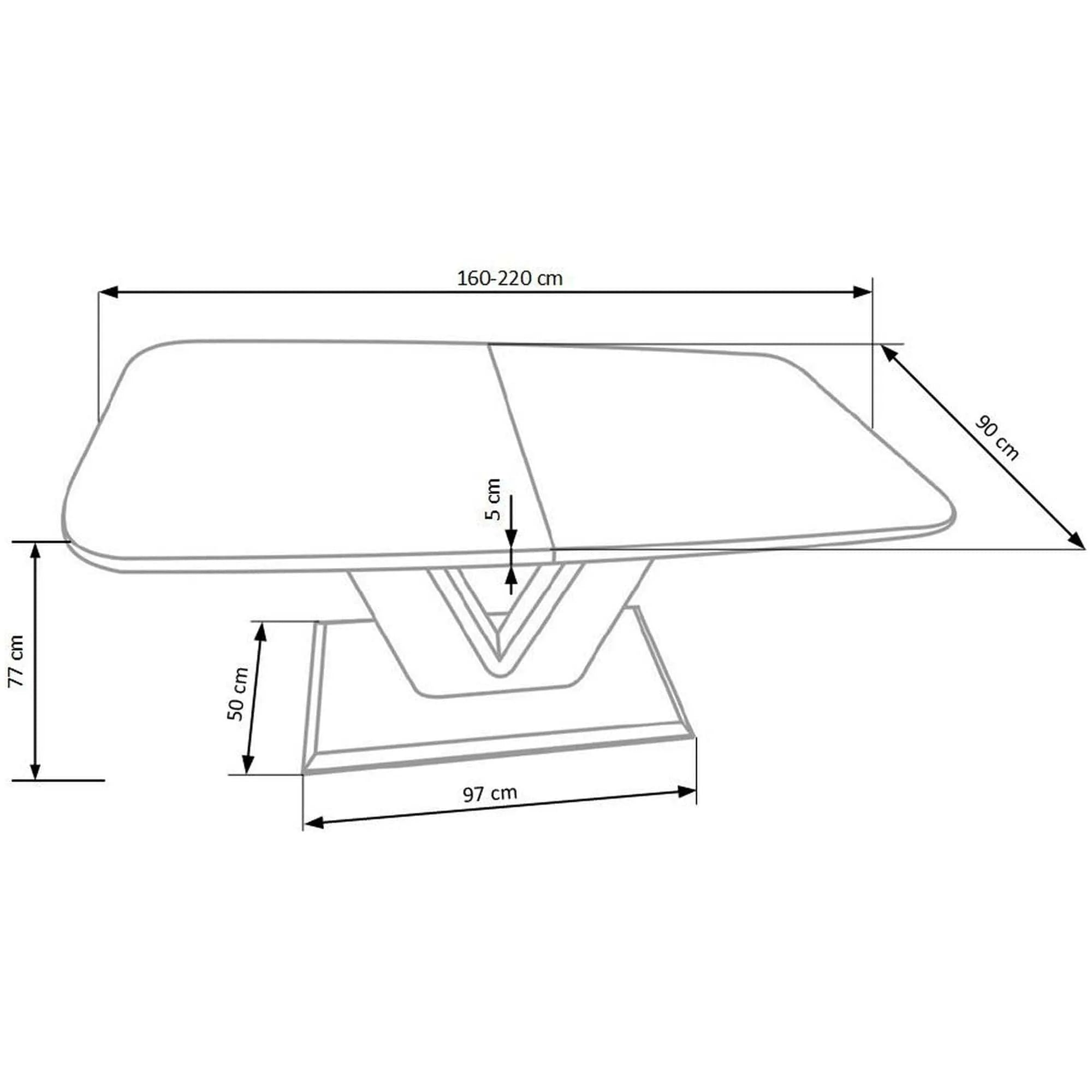 Masa extensbila MISTRAL, alb, 160/220x90x77 cm
