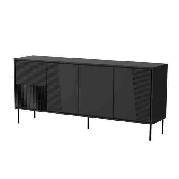 Comoda ABI, negru, PAL laminat/metal, 200x45x88 cm