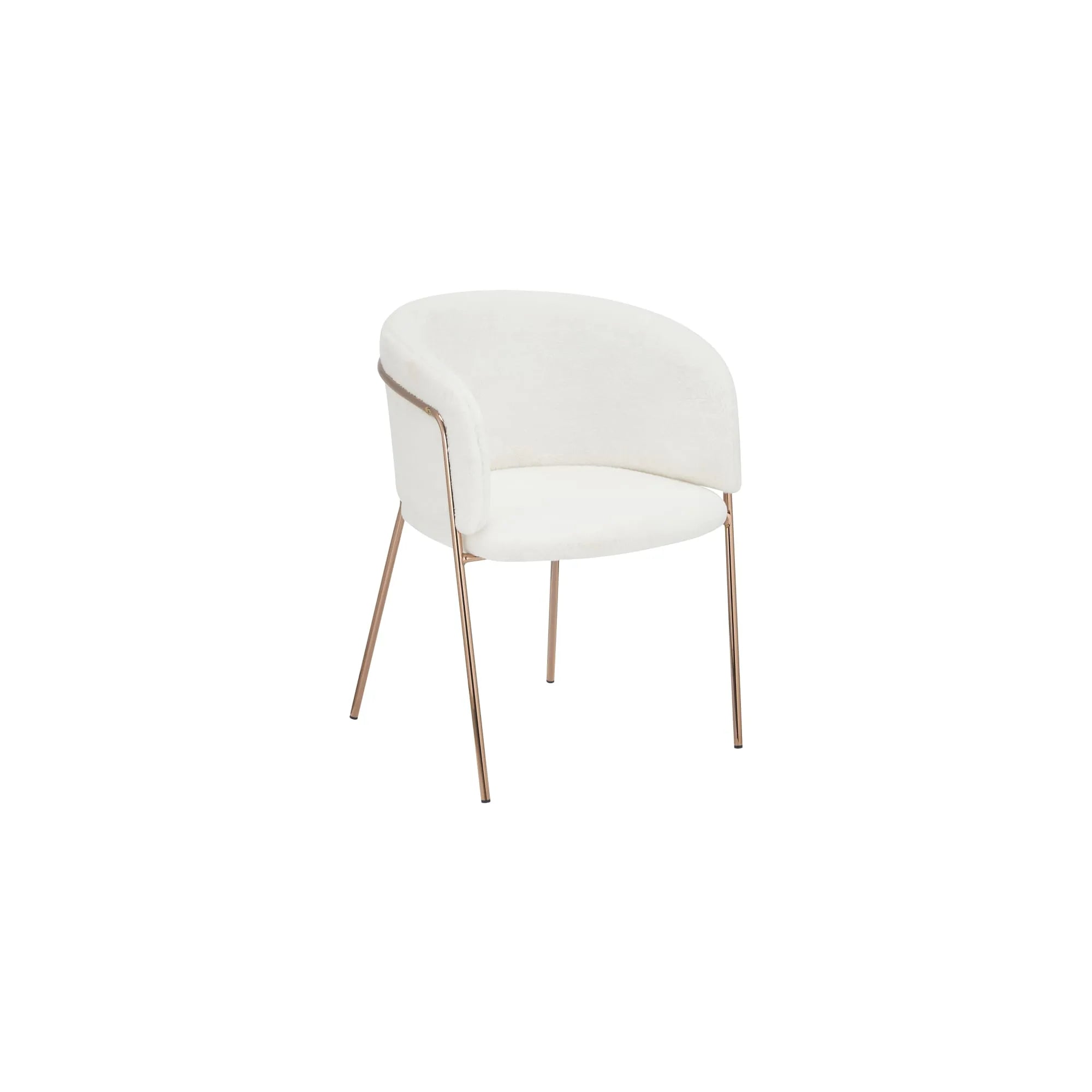 Scaun ADIMAR, alb/auriu, blana artificiala/metal, 57x56x76 cm