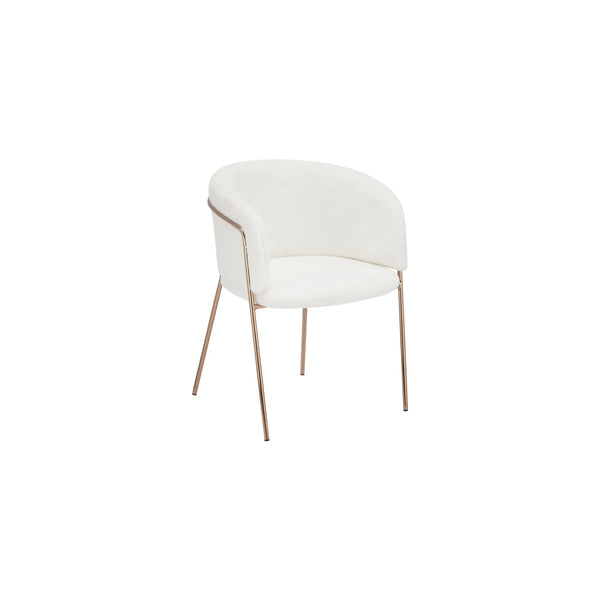 Scaun ADIMAR, alb/auriu, blana artificiala/metal, 57x56x76 cm