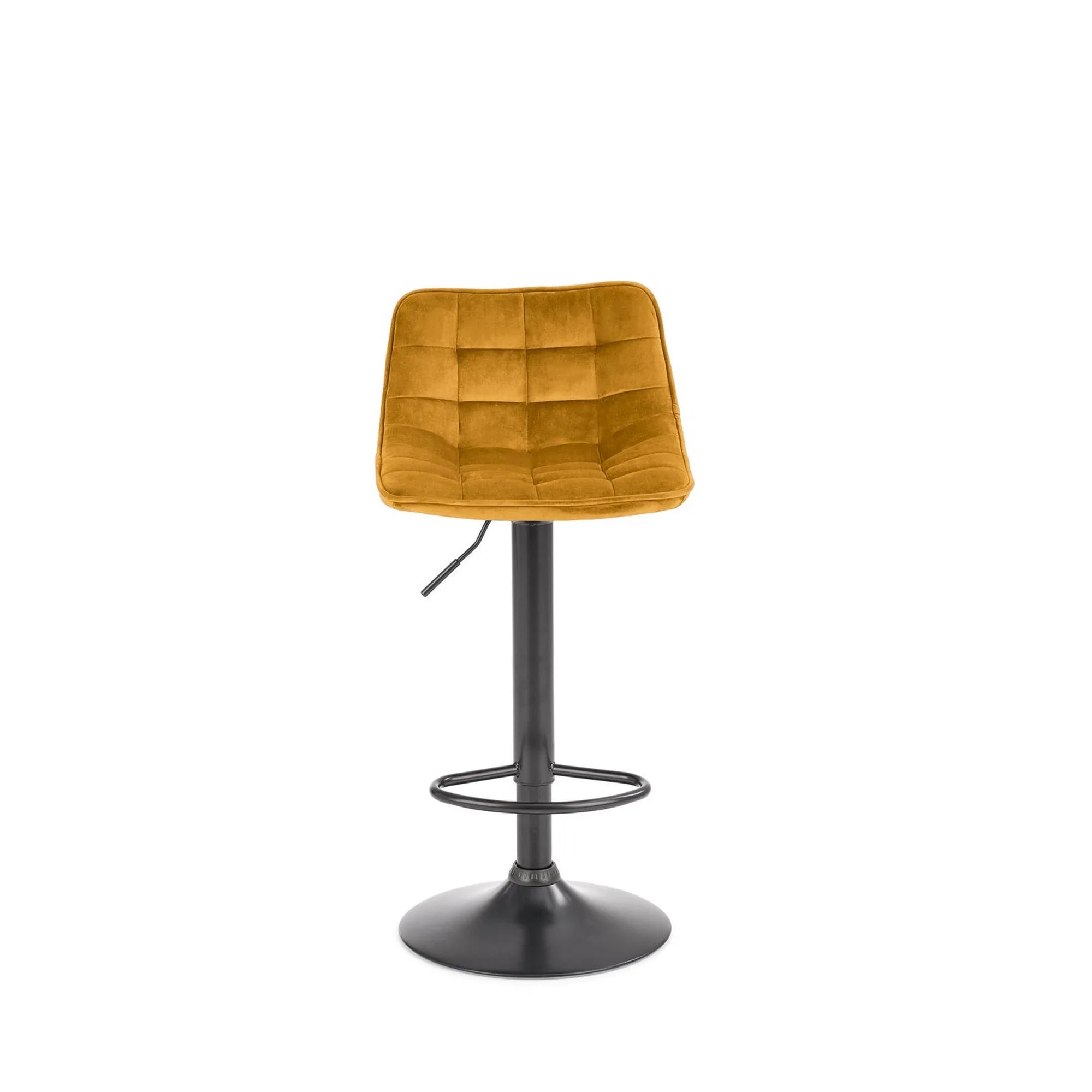 Scaun bar H95, galben mustar - Bluvel 68/negru, stofa catifelata/metal, 43x44x84/106 cm