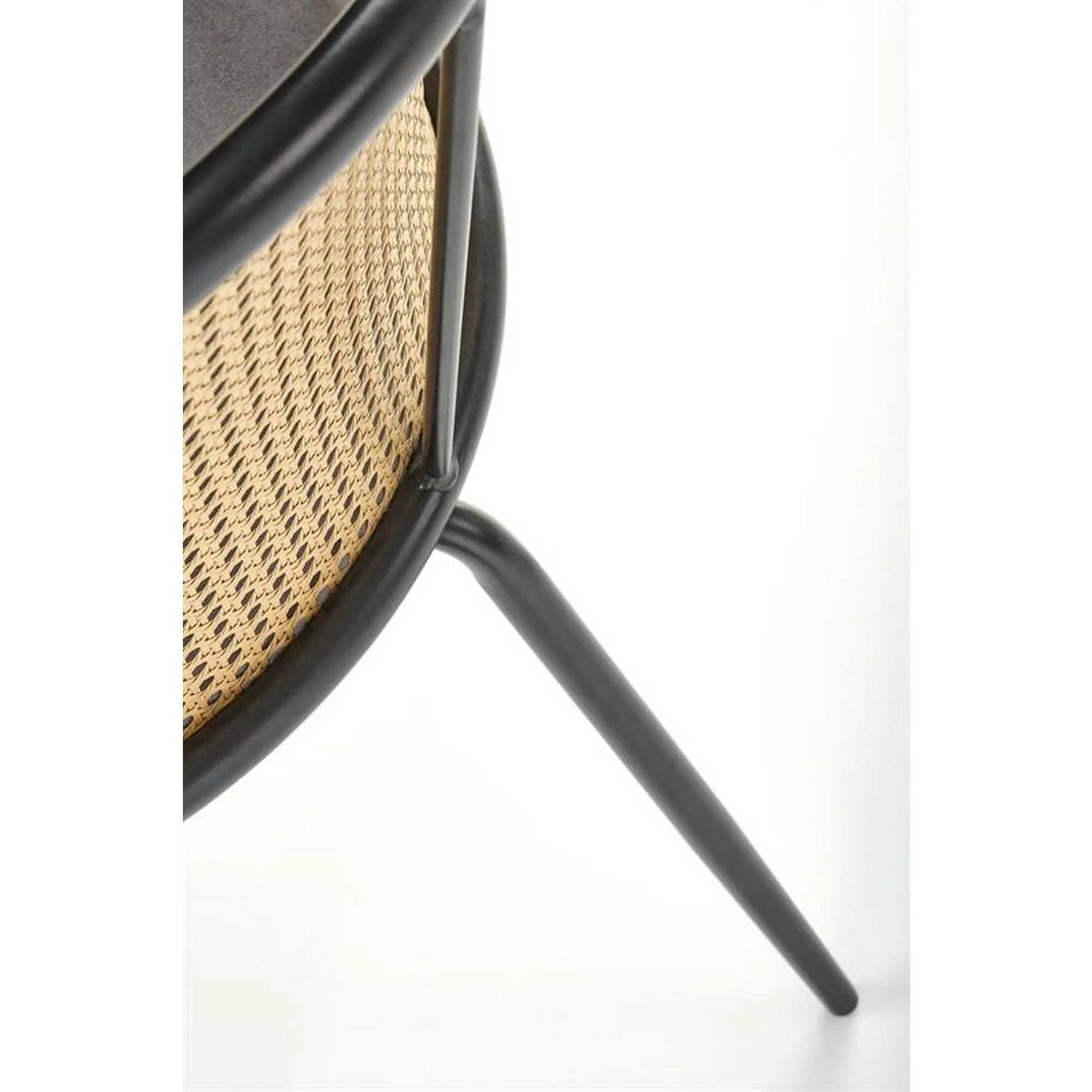 Scaun K508, gri/negru, stofa catifelata/rattan sintetic, 54x57x78 cm