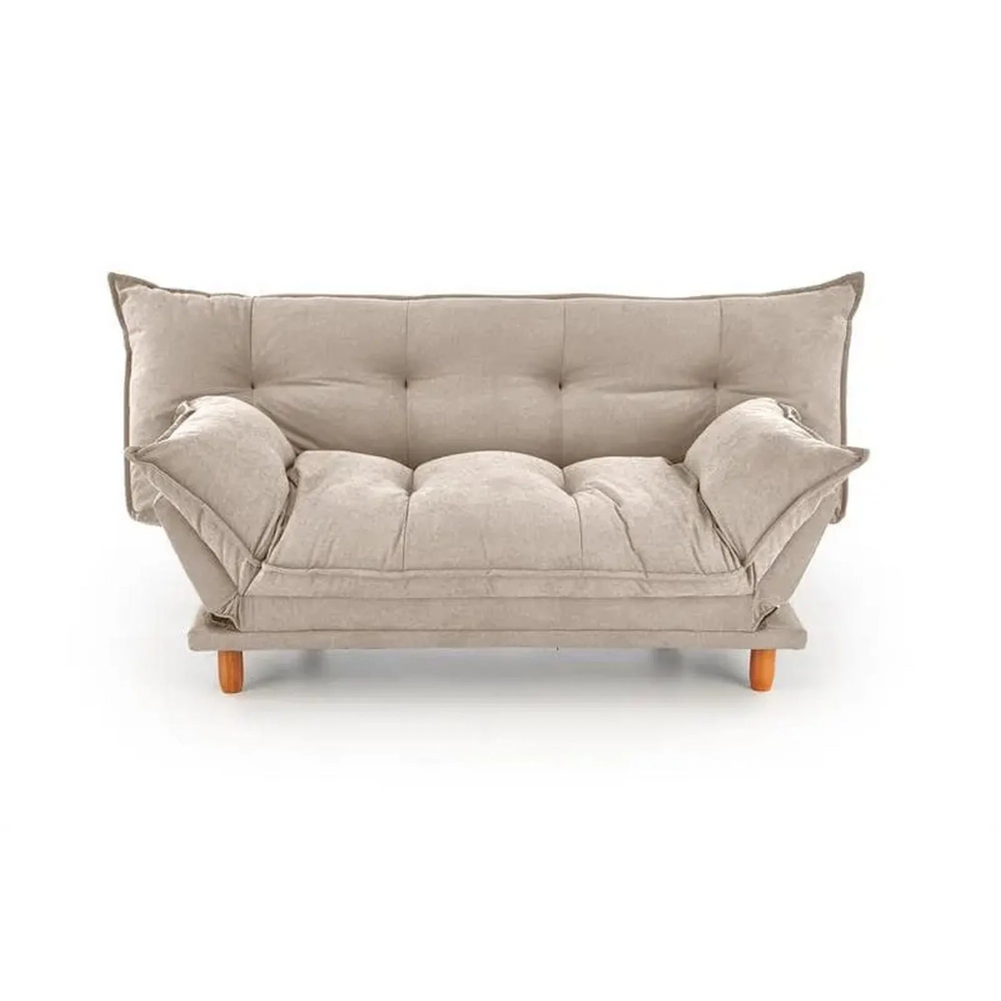 Canapea extensibila PILLOW, bej, stofa/lemn, 190x100x85 cm