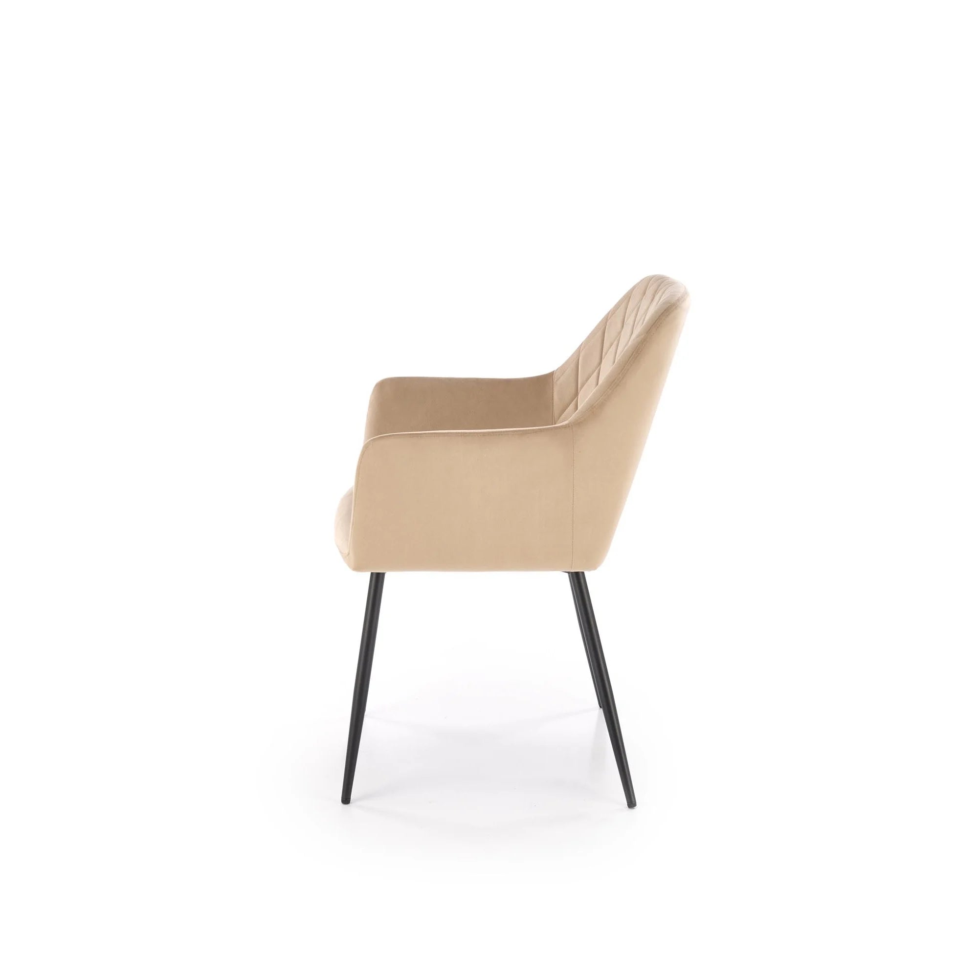 Scaun K558, bej/negru, stofa catifelata/metal, 59x60x86 cm