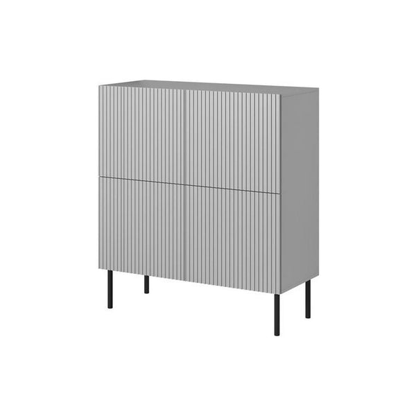 Comoda ASENSIO, gri mat/negru, PAL laminat, 100x42x110 cm