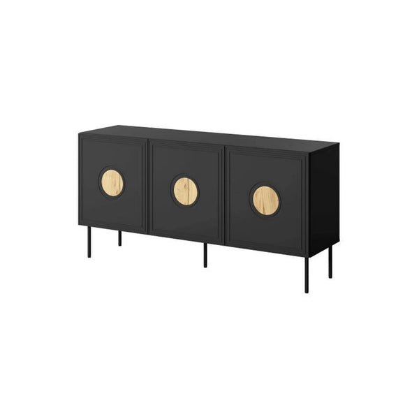 Comoda PALAZZO, negru, PAL laminat/metal, 150x42x75 cm