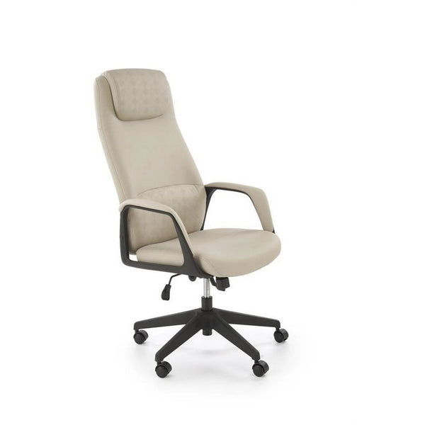Scaun birou RAZOR, bej/negru, piele ecologica, 66x73x116-124 cm