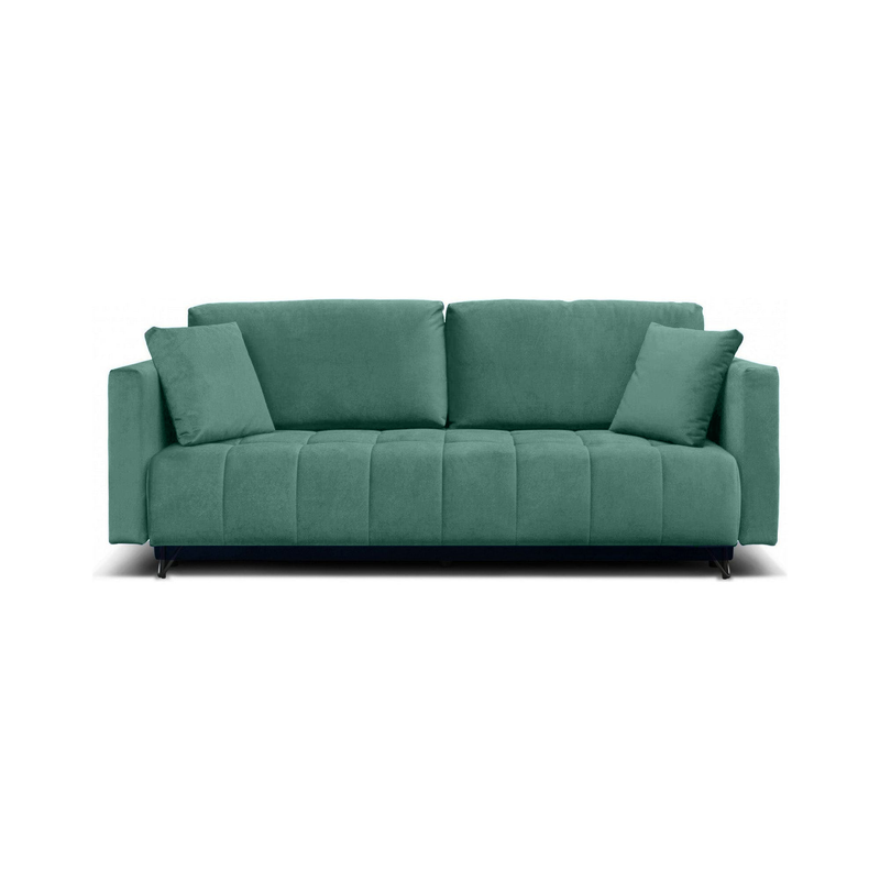 Canapea extensibila ALDO, stofa catifelata verde - Riviera 34, cu spatiu depozitare, 227x106x92 cm