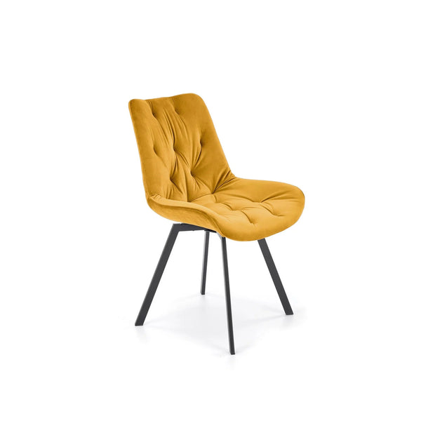 Scaun rotativ K519, galben/negru, stofa catifelata/metal, 54x63x86 cm