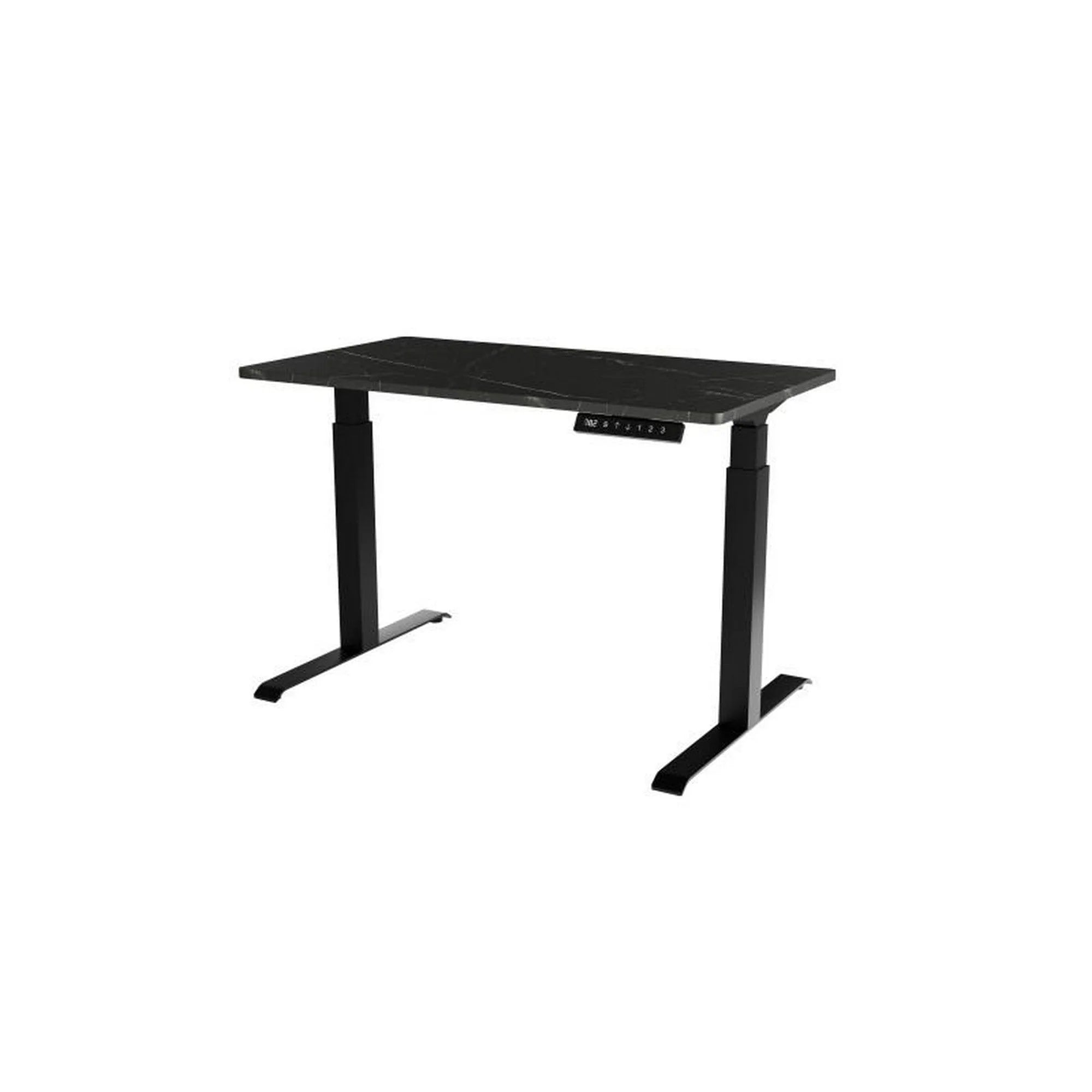 Masa birou MOON, negru cu imprimeu marmura, inaltime reglabila, 121x67x72-120 cm