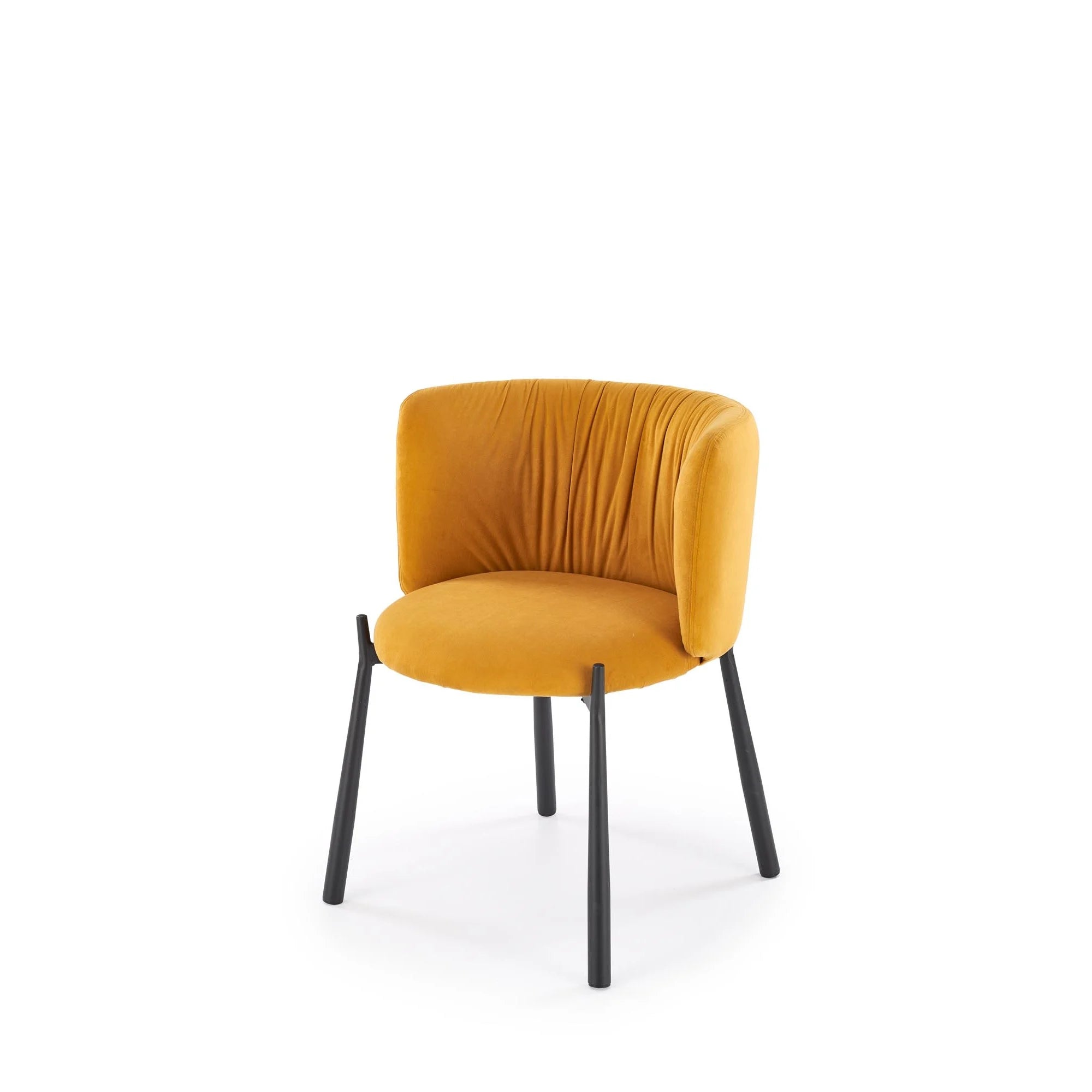 Scaun K531, galben mustar/negru, stofa catifelata/metal, 60x58x76 cm