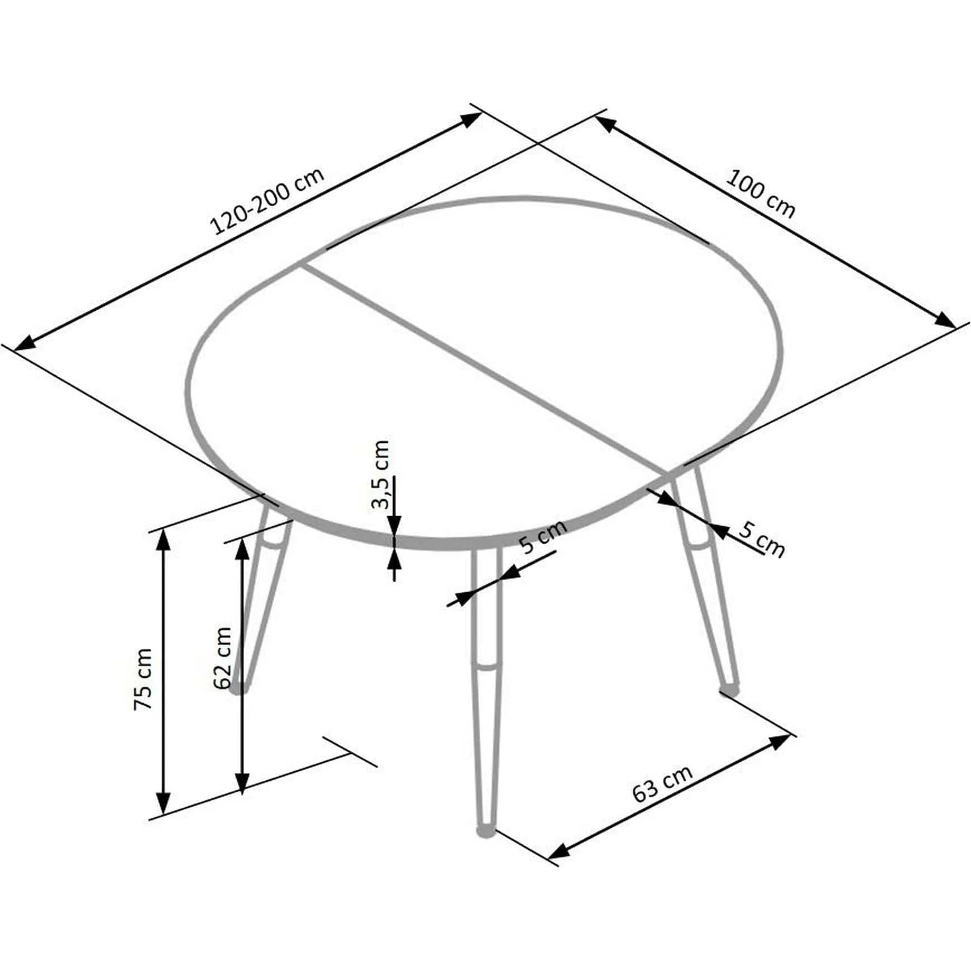 Masa extensibila EDWARD, alb/stejar San Remo, 120/200x100x75 cm
