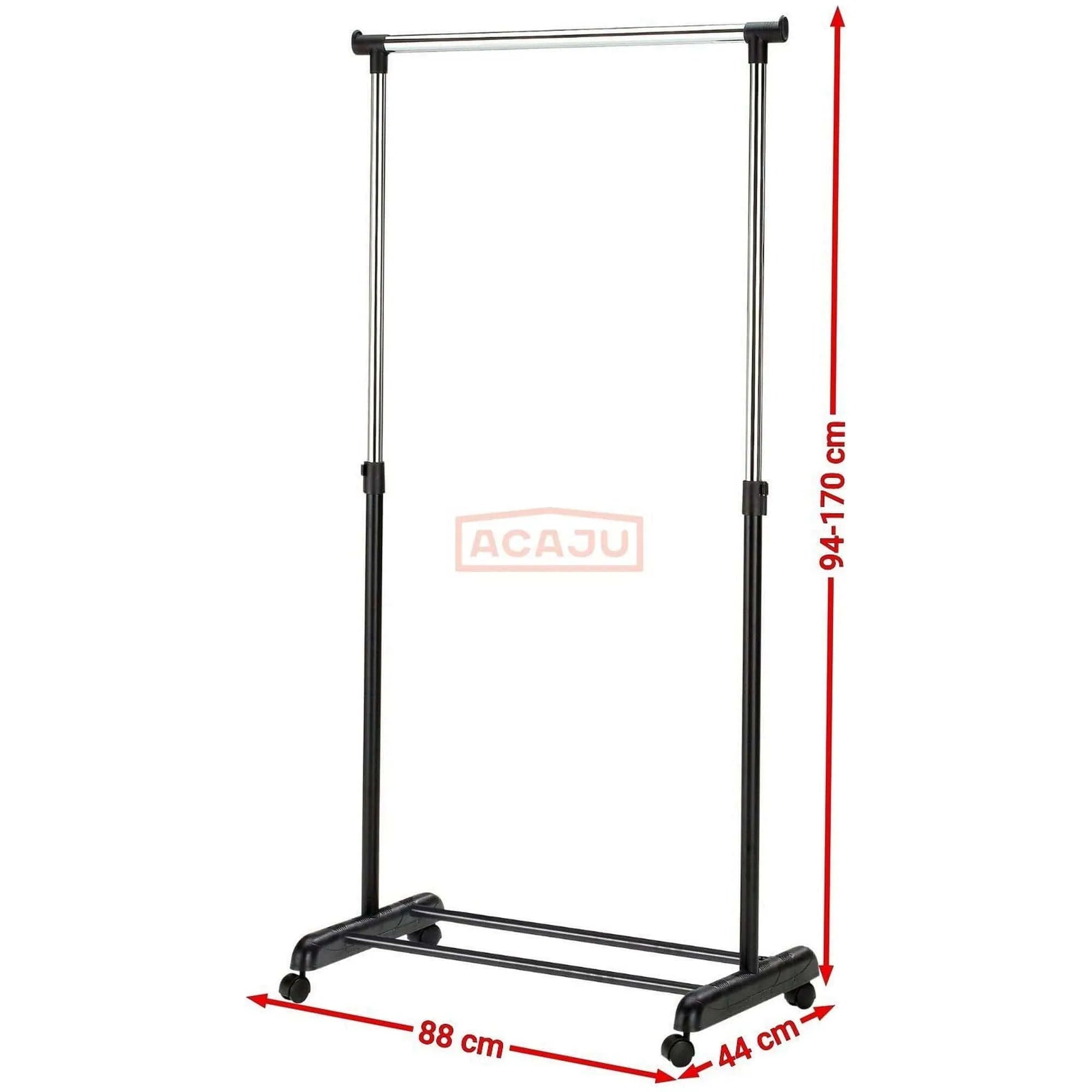 Stander haine WU8, negru/crom, otel/plastic, 88x44x94/170 cm