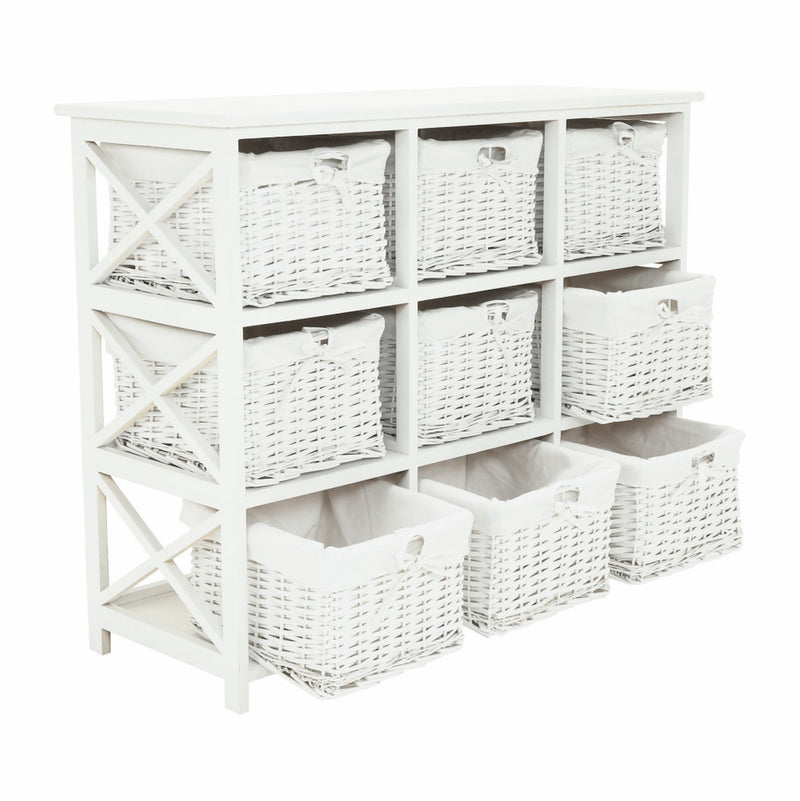 Organizator RAFAELLO 9 lemn/rachita, alb, 94x37x76 cm