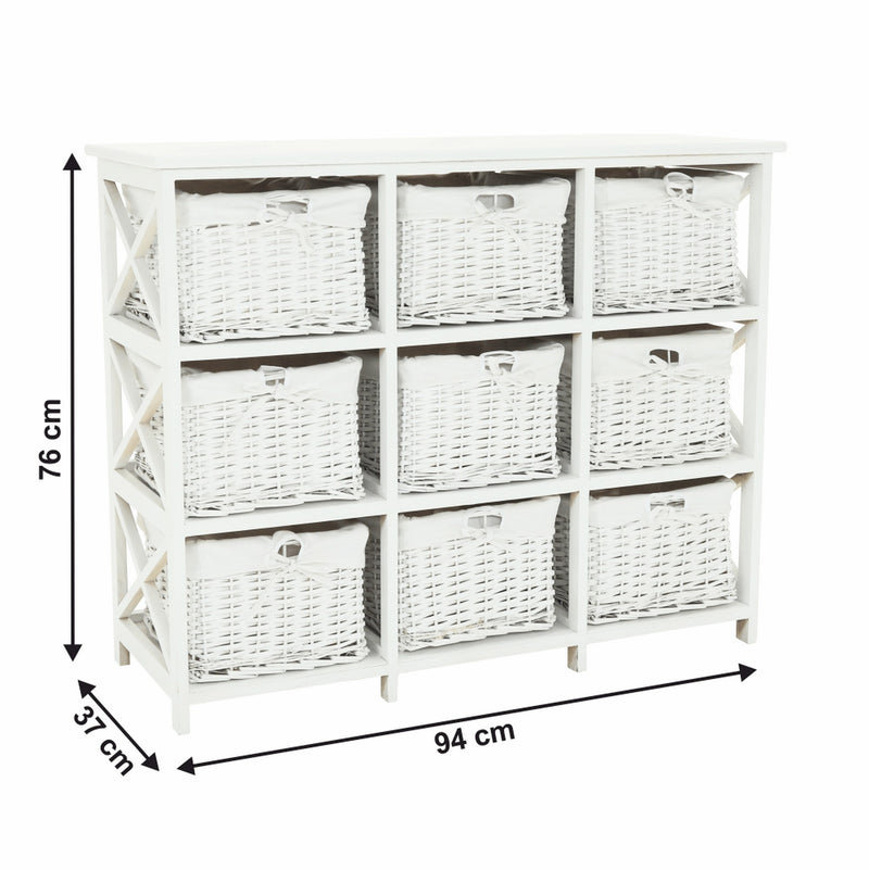 Organizator RAFAELLO 9 lemn/rachita, alb, 94x37x76 cm