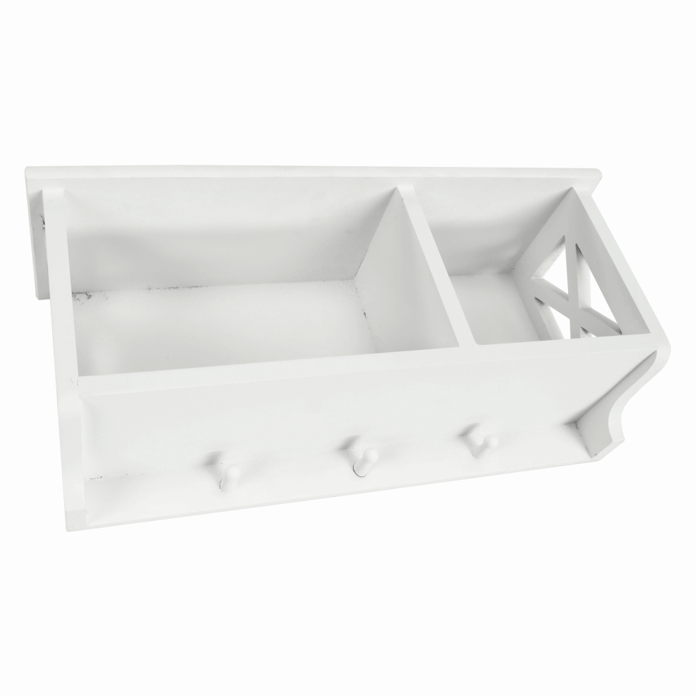 Raft RAFAELLO, alb, lemn, 55x17x25 cm