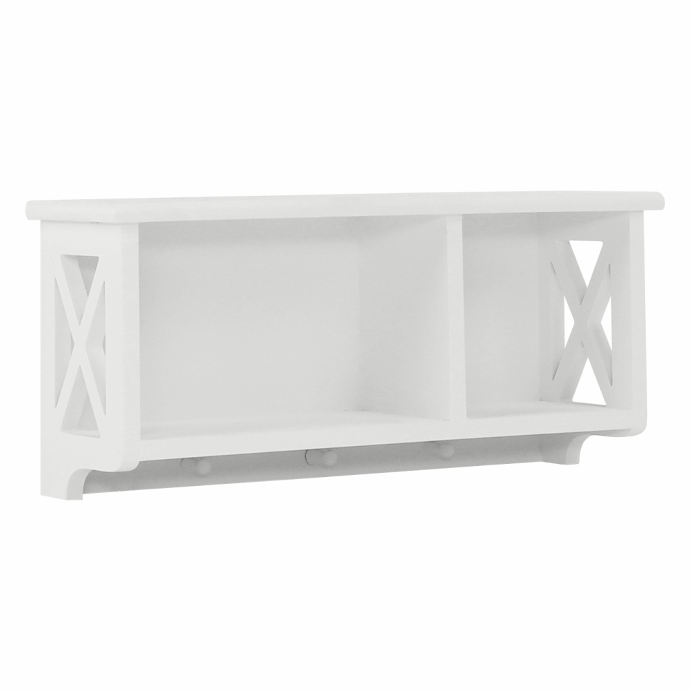 Raft RAFAELLO, alb, lemn, 55x17x25 cm