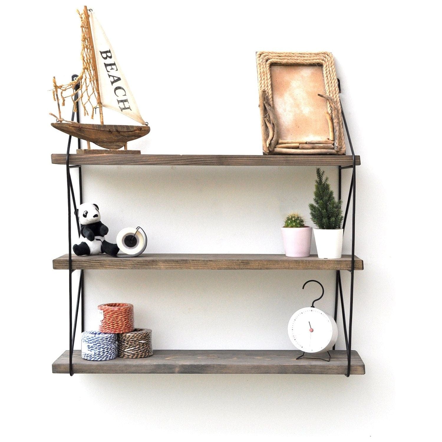 Raft 792EVL2889, nuc/negru, lemn/metal, 60x15x55 cm