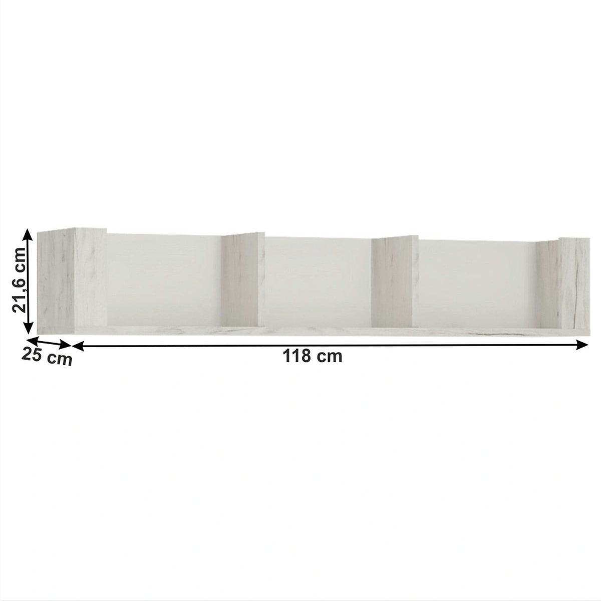 Raft ANGEL TIP 61, alb craft, PAL melaminat, 118x25x22 cm
