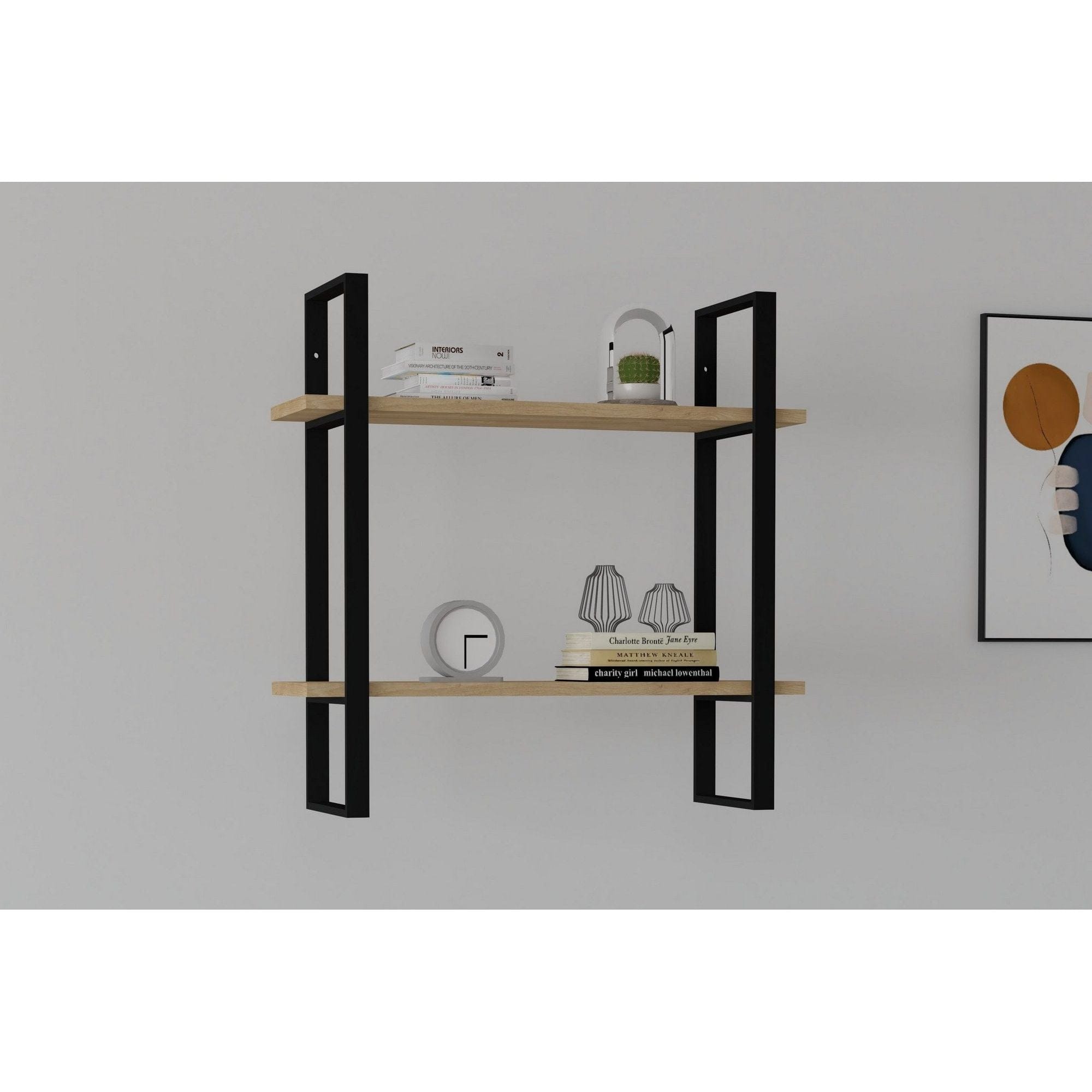 Raft BUBA, stejar/negru, PAL melaminat, 70x22x70 cm