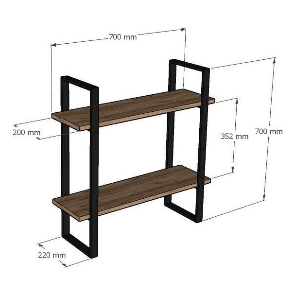 Raft BUBA, stejar/negru, PAL melaminat, 70x22x70 cm