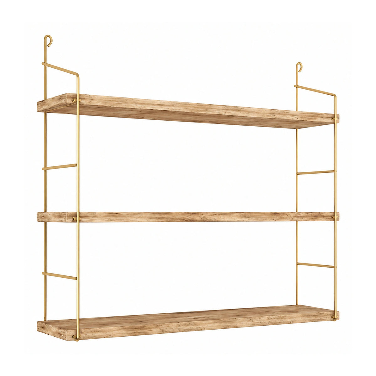 Raft bucatarie 498HFT1104, auriu/stejar, lemn/metal, 60x16x62 cm