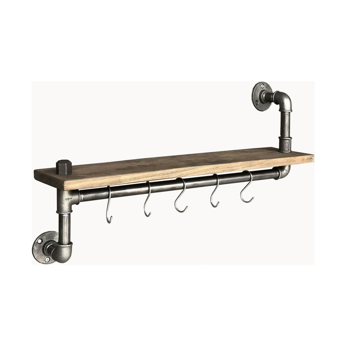 Raft bucatarie BORURAF 008, stejar/crom, lemn de molid/metal, 60x14x35 cm