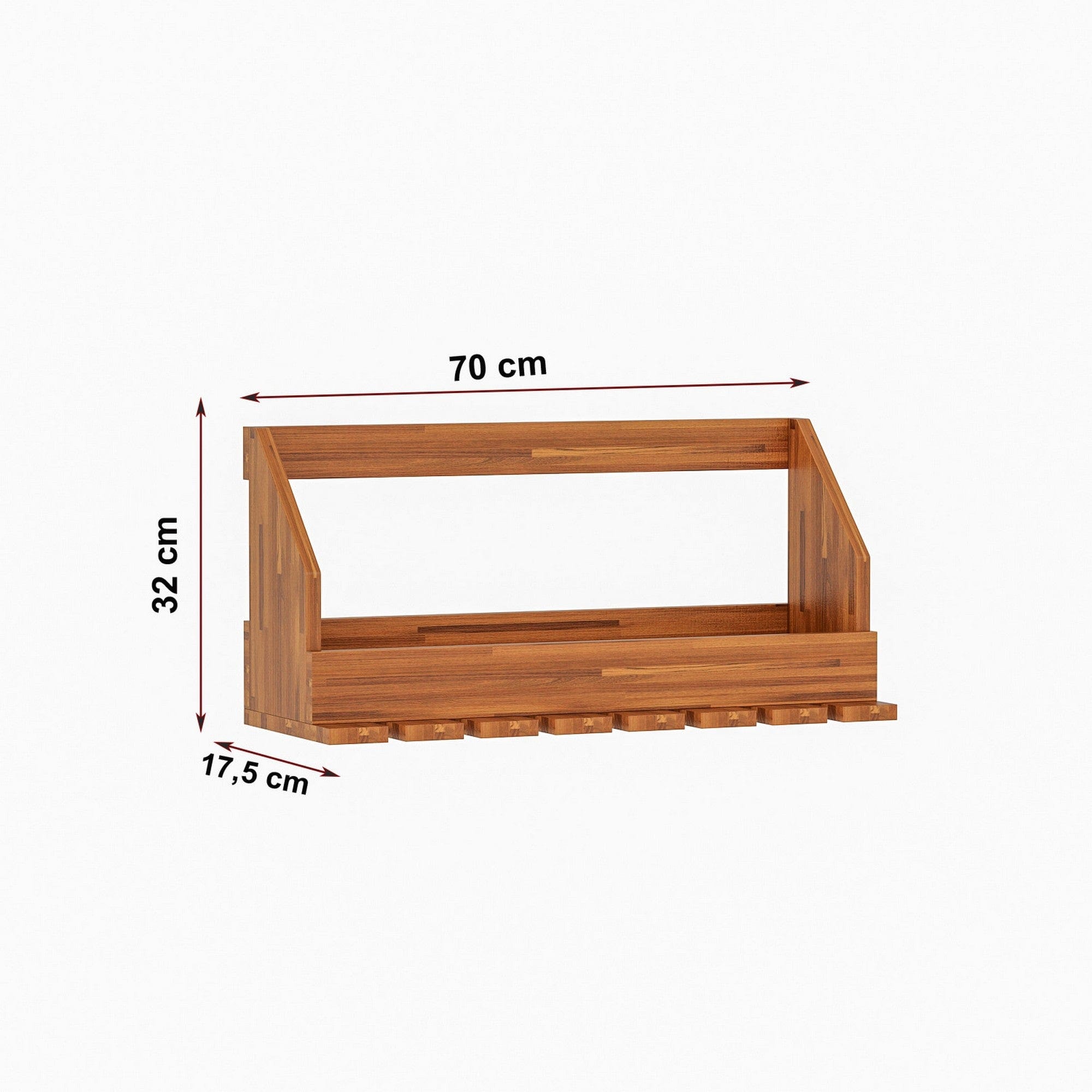 Raft bucatarie DZYD0013, nuc, lemn, 70x18x32 cm