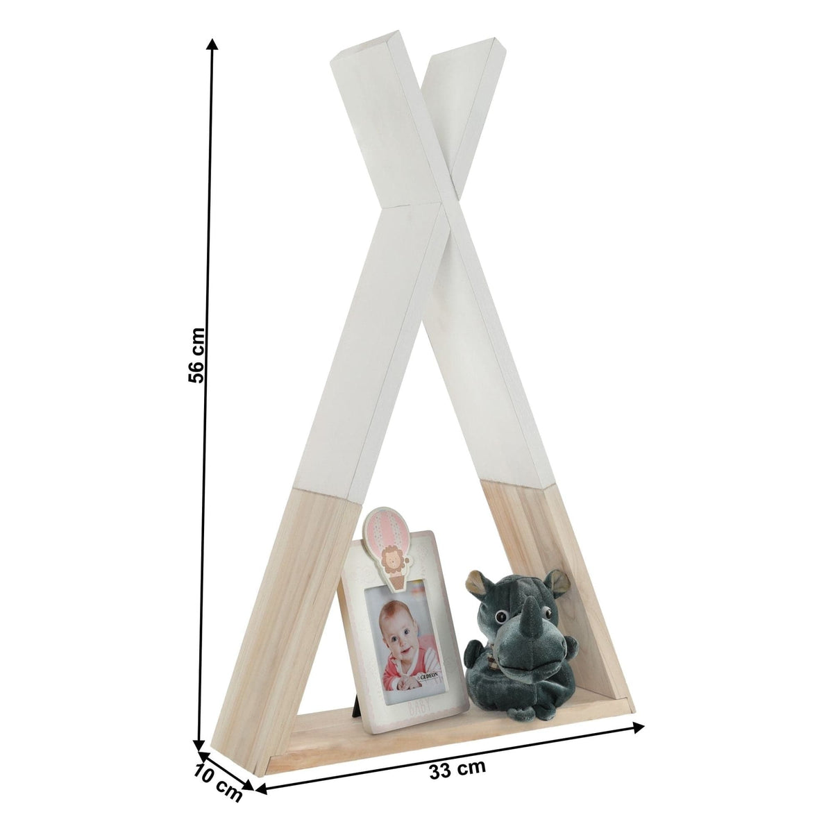 Raft copii JOLI, alb/stejar, 33x10x56 cm