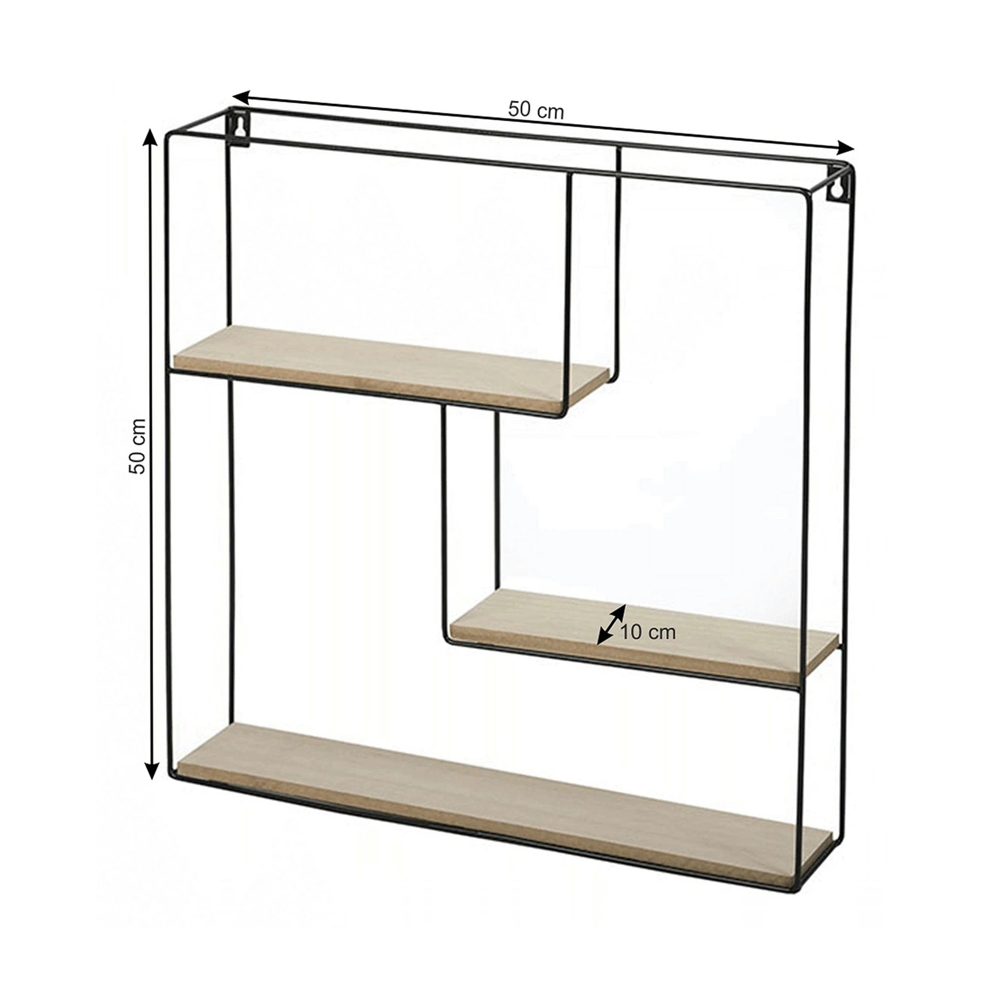 Raft DESIO TYPUL 1, stejar natural/negru, lemn/metal, 50x10x50 cm