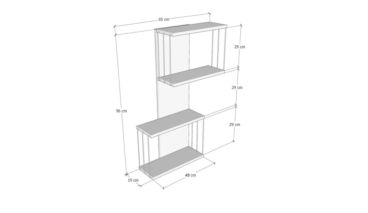 Raft DESTAN, pin/gri antracit, PAL melaminat, 48x19x96 cm
