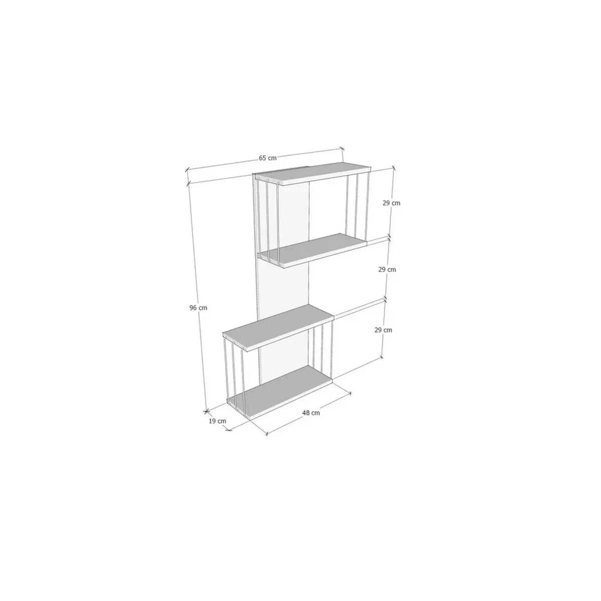 Raft DESTAN, pin/gri antracit, PAL melaminat, 48x19x96 cm