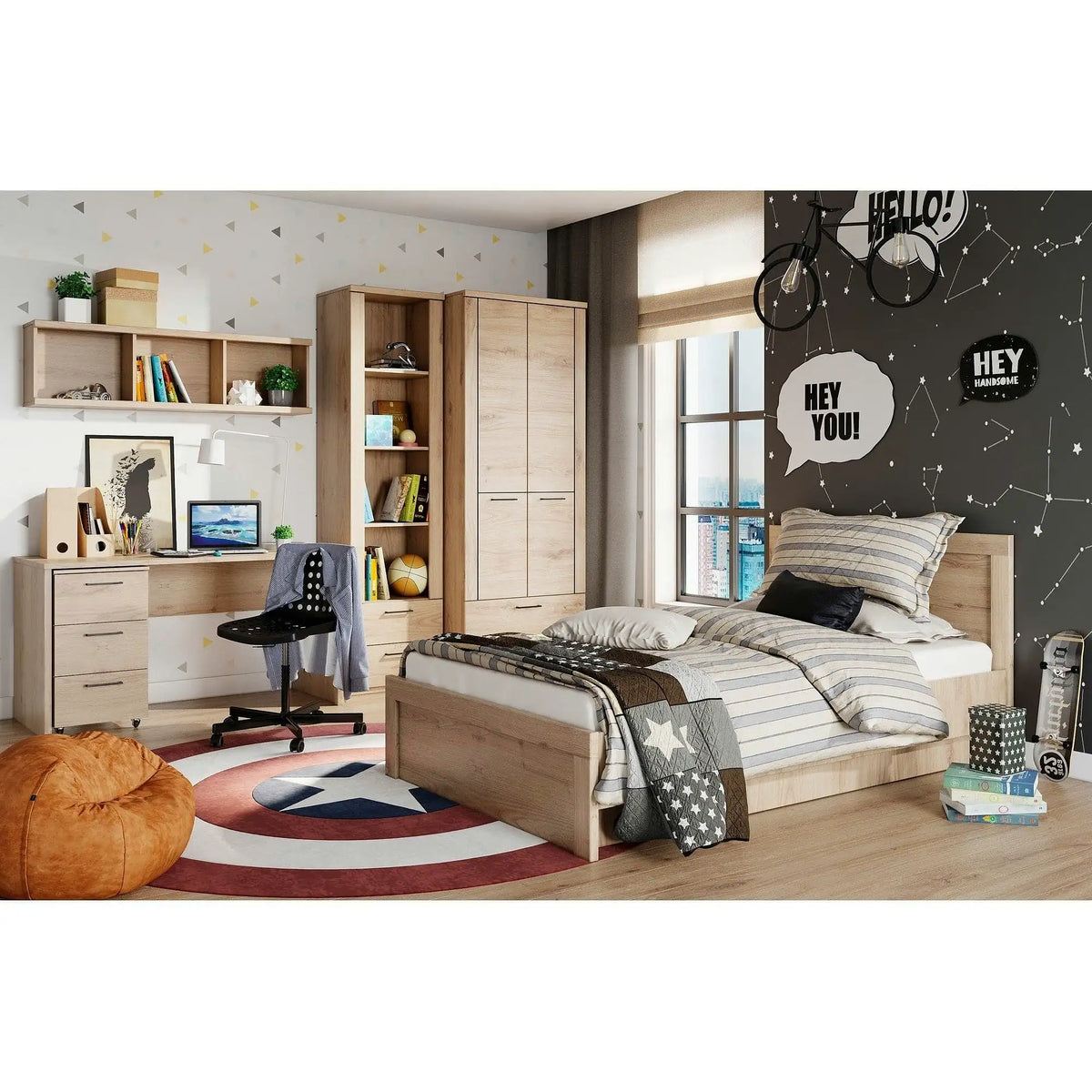 Raft DOORSET 135, stejar navarra, PAL laminat, 135x38x25 cm
