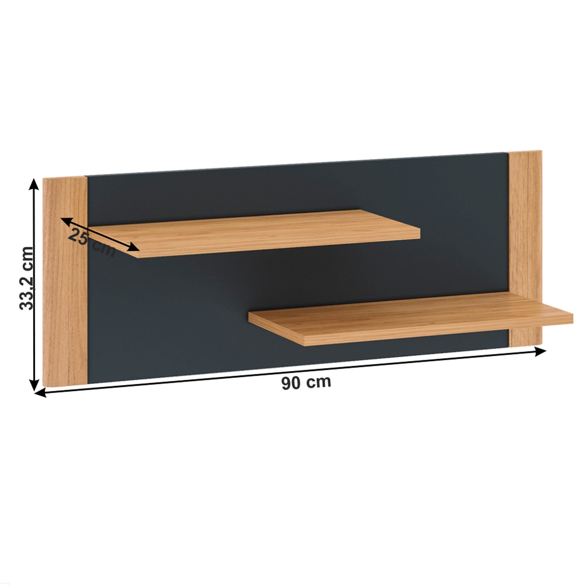Raft FIDEL, stejar artisan/gri grafit, 90x25x33 cm