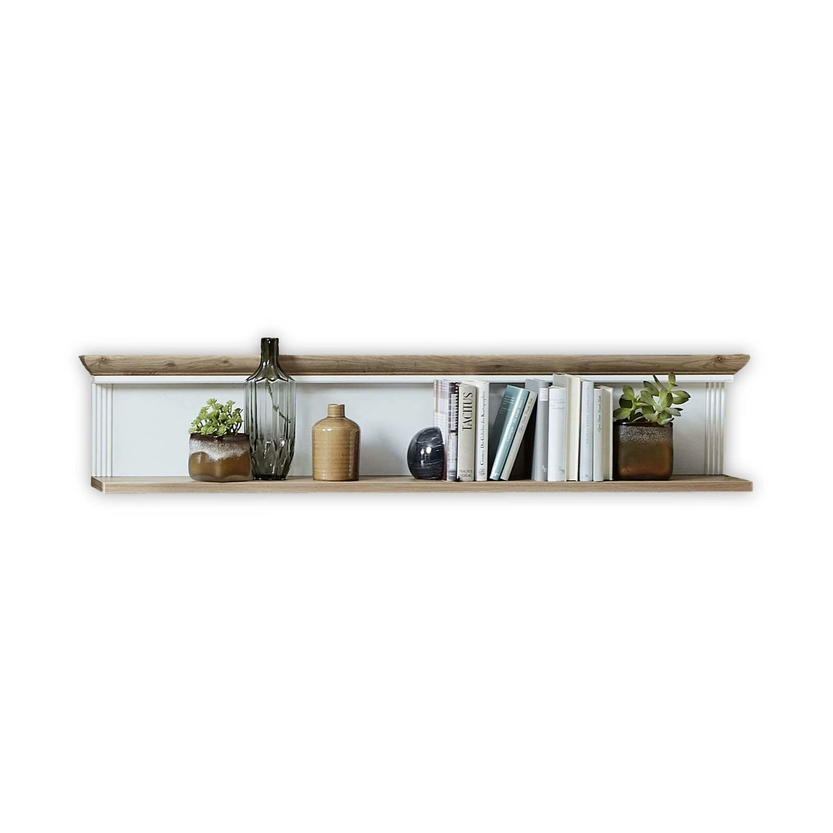 Raft JASMIN, alb/stejar artisan, PAL laminat, 142x20x29 cm