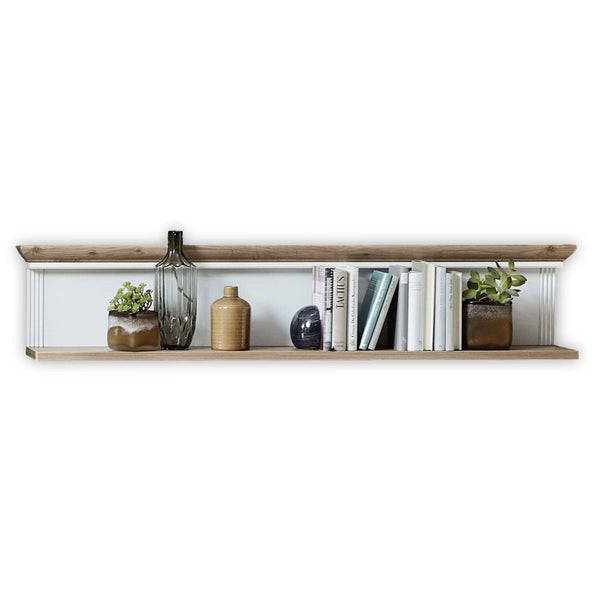 Raft JASMIN, alb/stejar artisan, PAL laminat, 142x20x29 cm