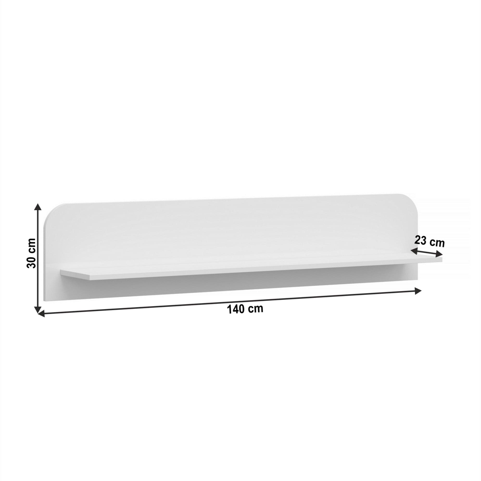 Raft JOLK, alb, DTD laminat, 140x23x30 cm