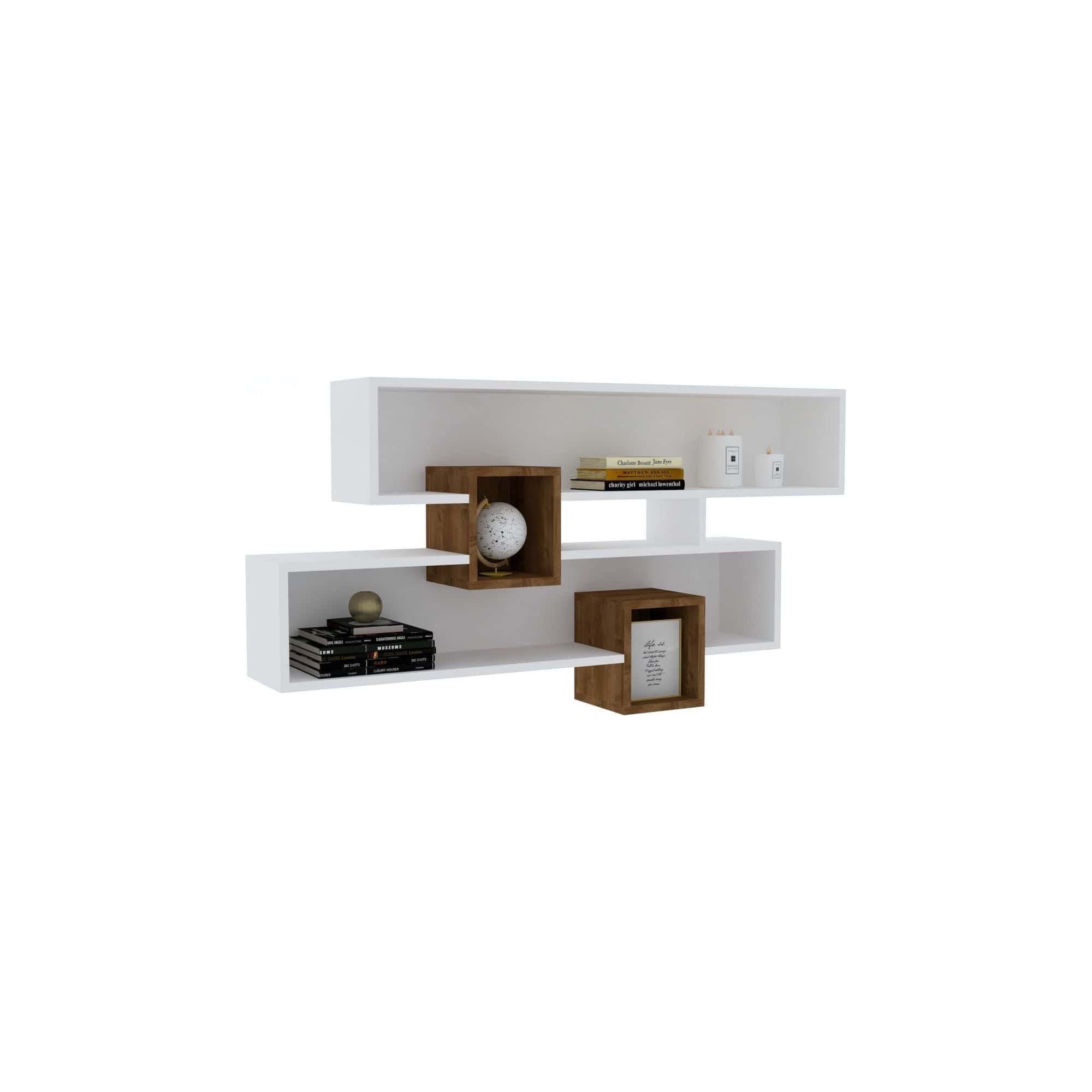 Raft KAREN, alb/nuc, PAL melaminat, 120x22x75 cm