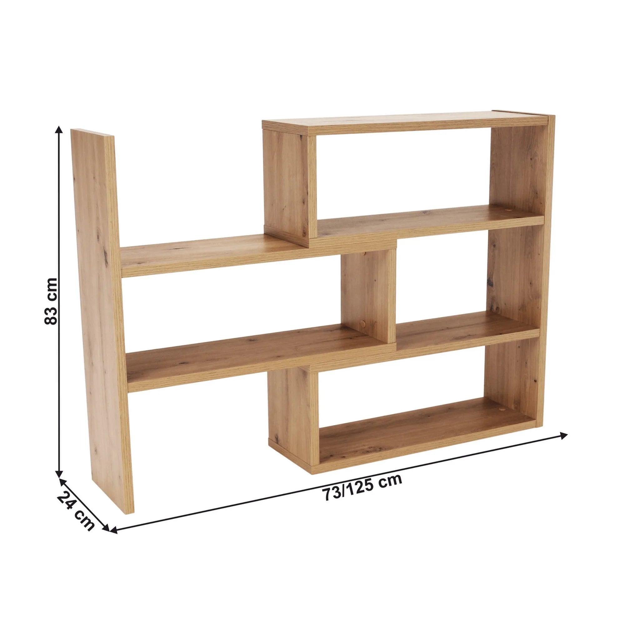 Raft KLOE III, stejar artisan, DTD laminat, 73/125x24x83 cm