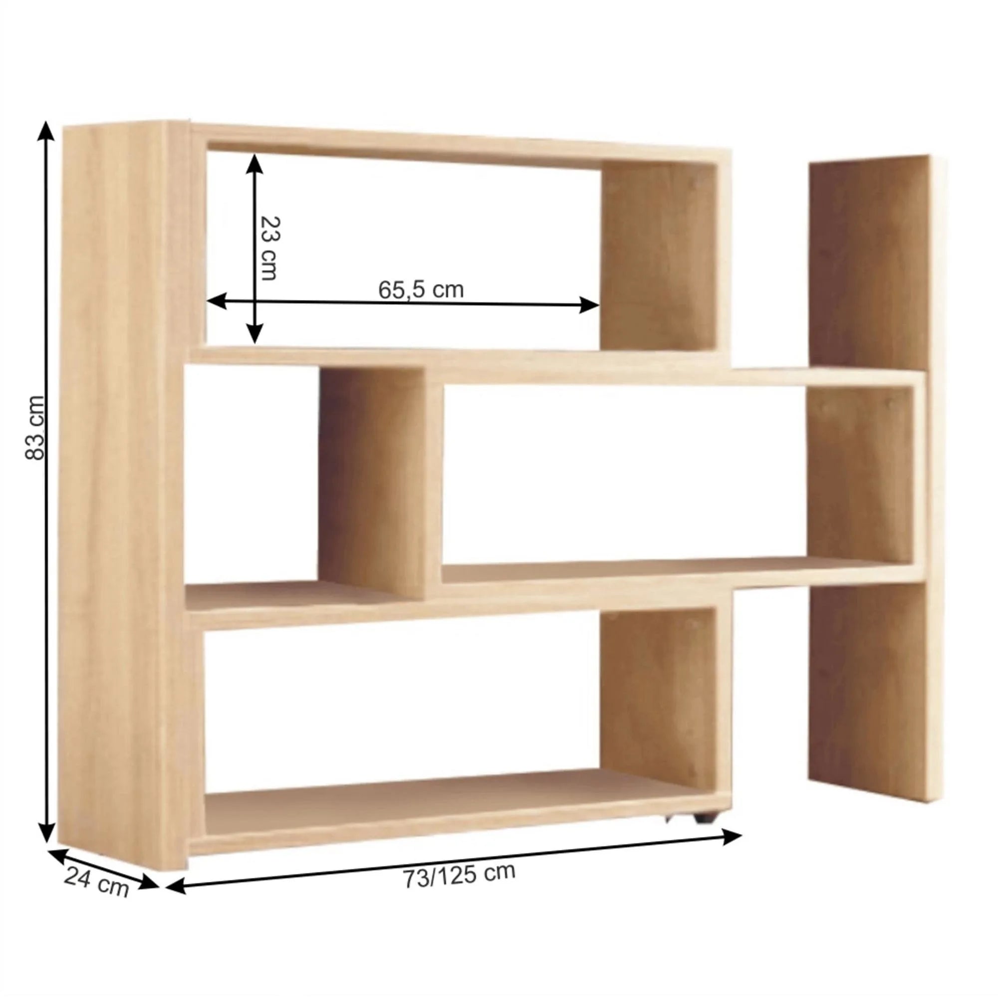 Raft KLOE III, stejar sonoma, DTD laminat, 73/125x24x83 cm