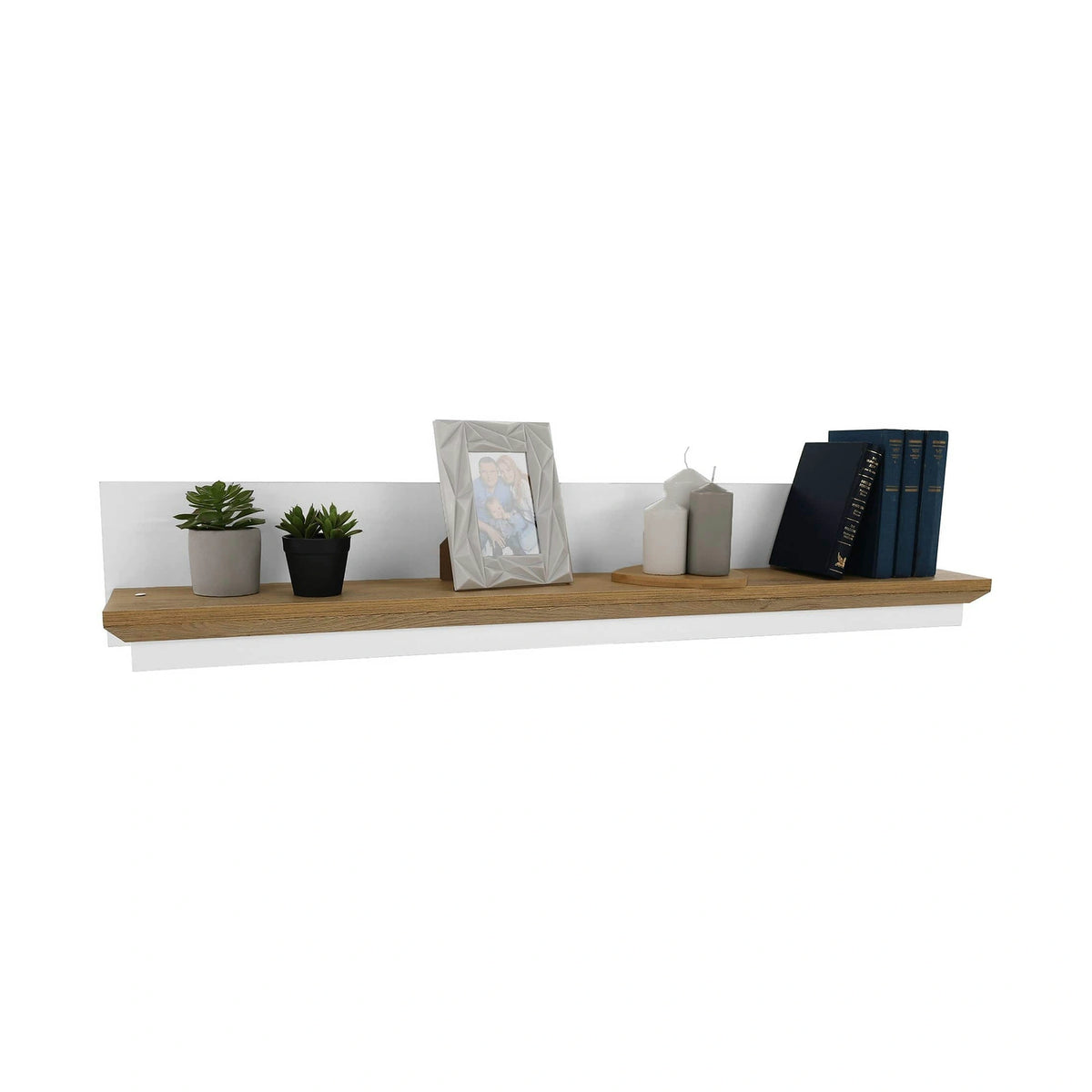 Raft LEON, stejar grand/alb, DTD laminat, 120x19x20 cm