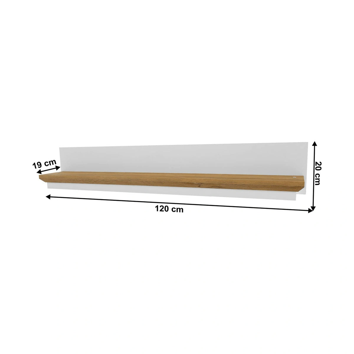 Raft LEON, stejar grand/alb, DTD laminat, 120x19x20 cm