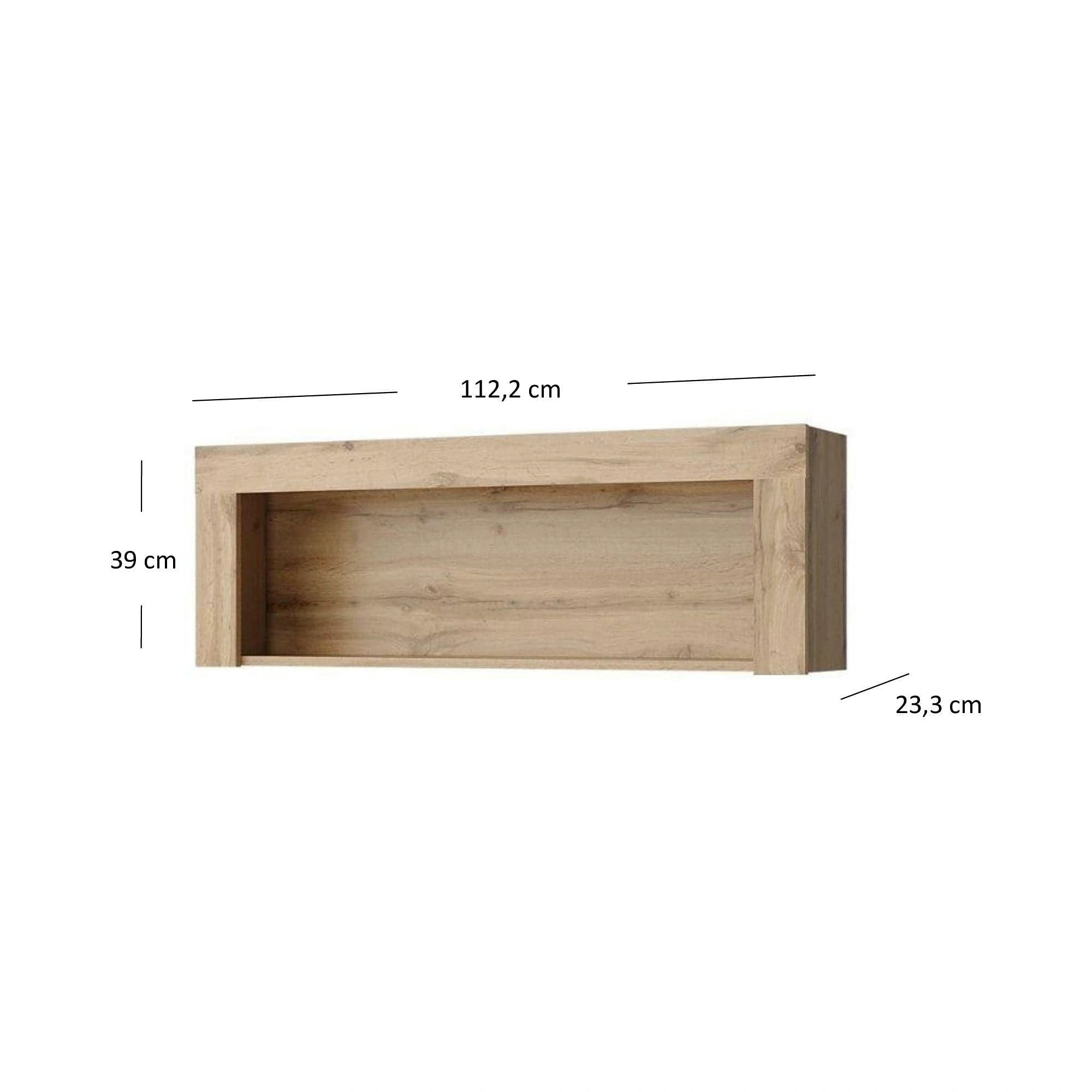 Raft MORTIZ, stejar wotan, PAL laminat, 112x23x39 cm