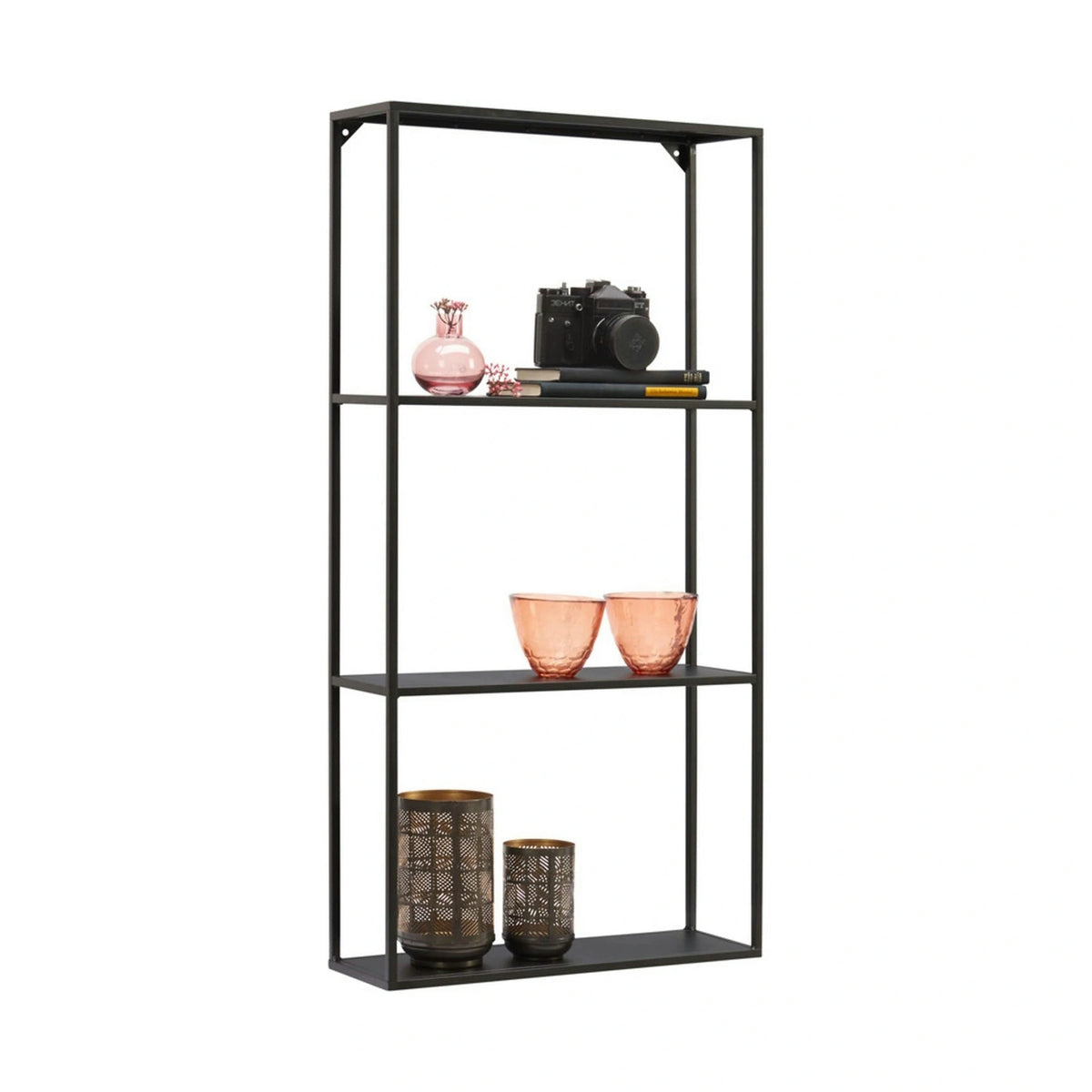 Raft NILS, negru, metal, 45x15x90 cm