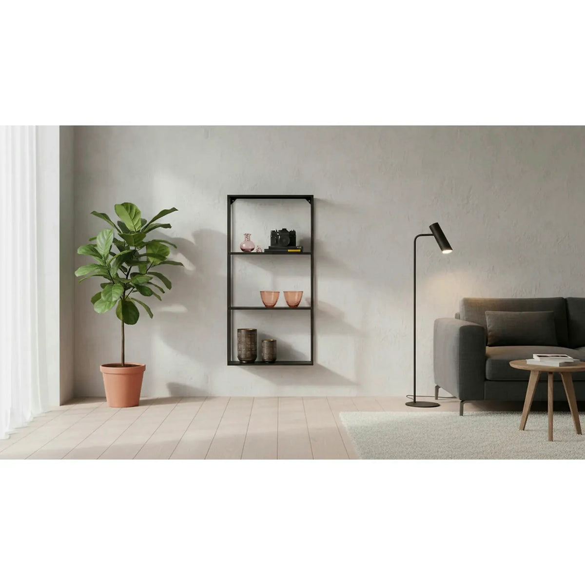 Raft NILS, negru, metal, 45x15x90 cm