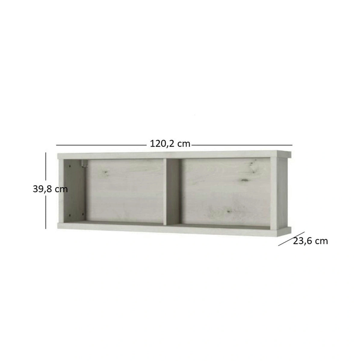 Raft NONELL, alb, PAL laminat, 120x24x40 cm