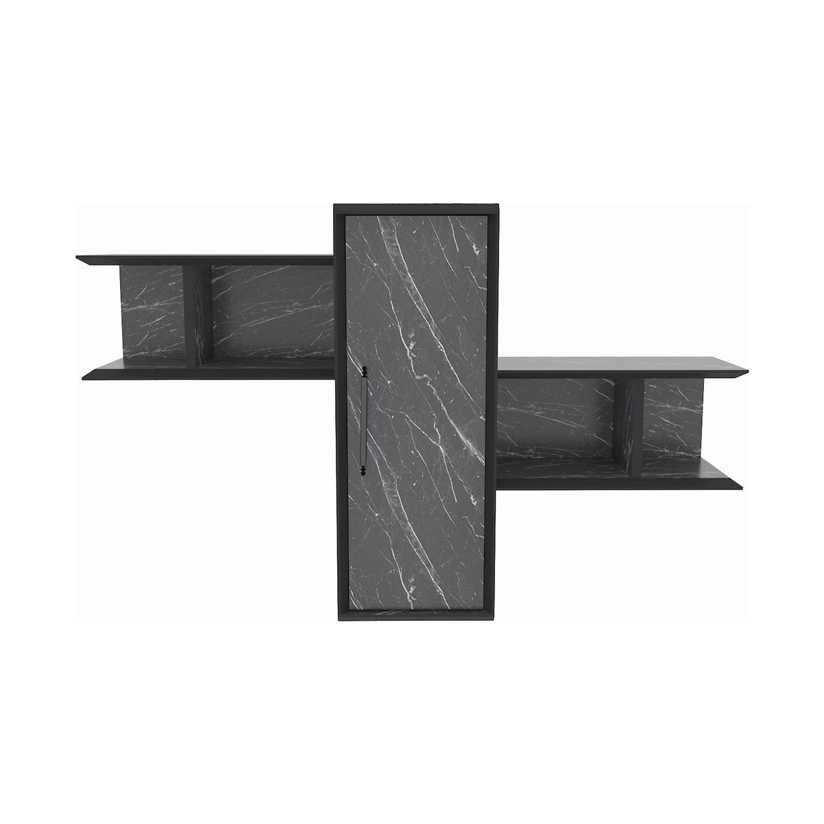 Raft OLIDA, negru cu efect de marmura, PAL melaminat, 119x35x52 cm