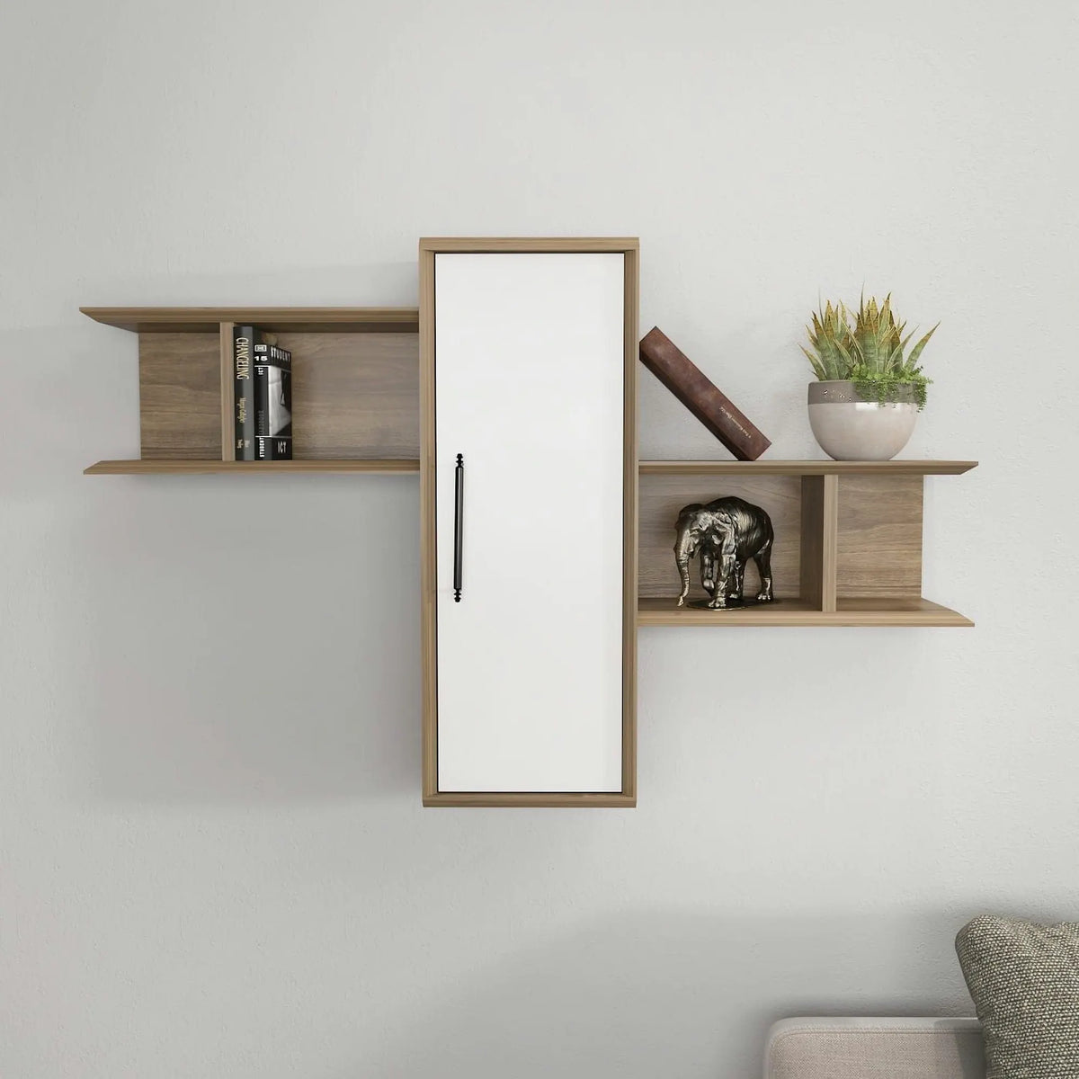Raft OLIDA, nuc/alb, PAL melaminat, 119x35x52 cm